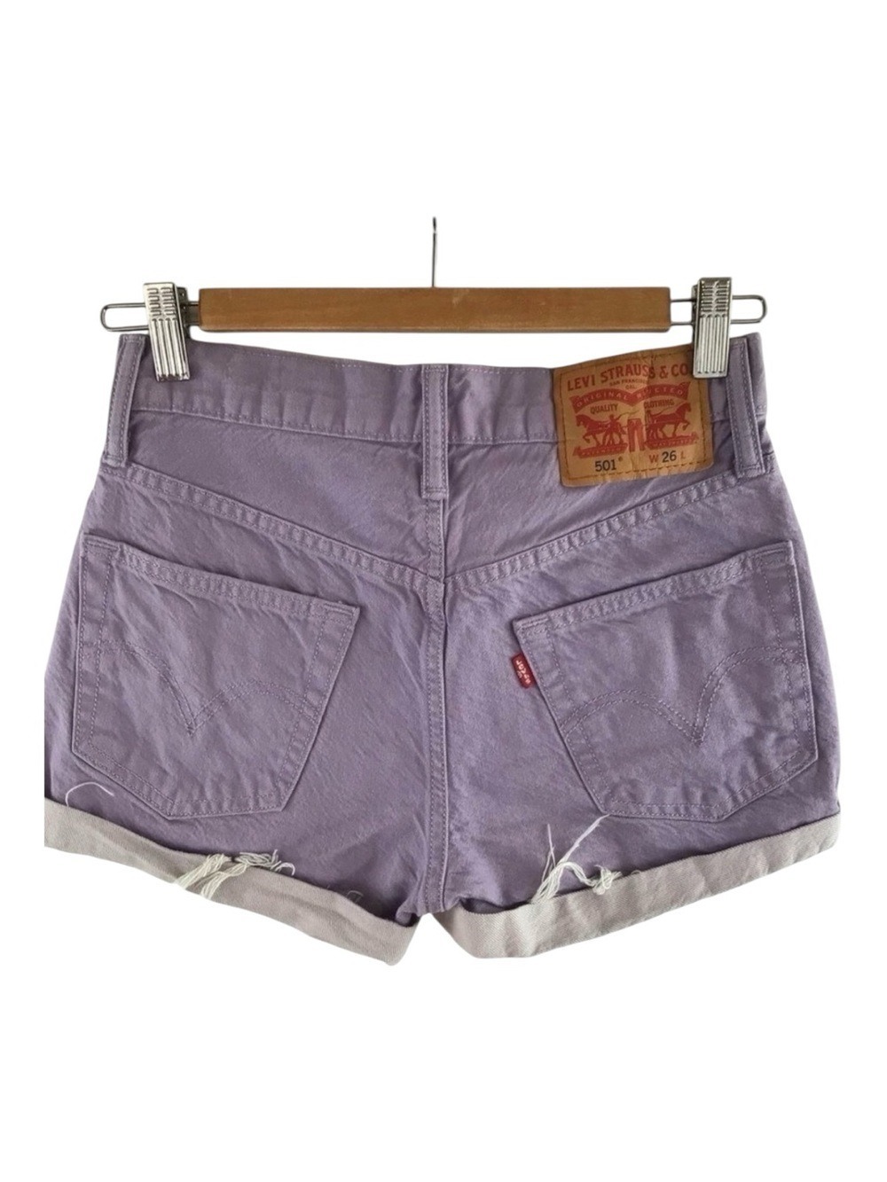 Levi’s 501 Lilac Purple Denim Shorts Button Fly Cutoff Festival Y2K Women Sz 26